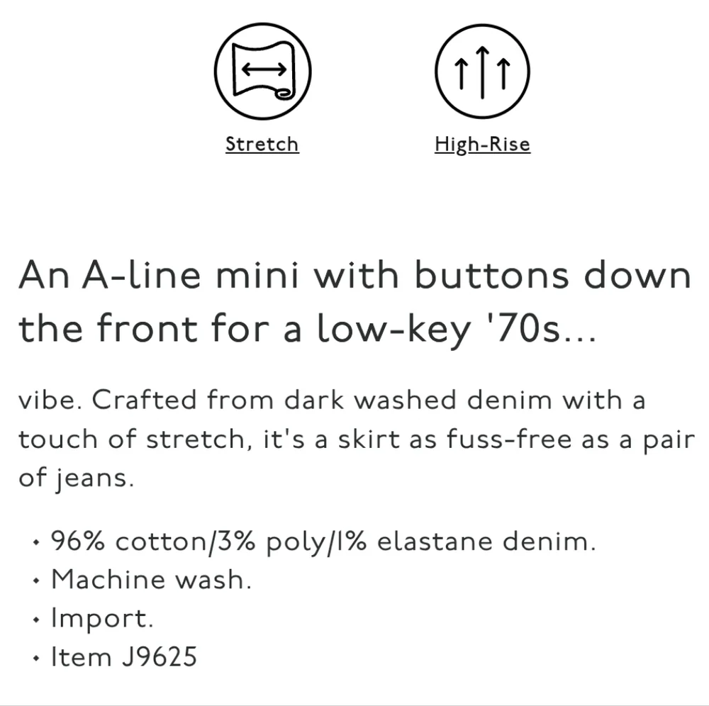 Madewell "Stretch Denim A-Line Mini Skirt: Button-Front Edition" Women's Size 4 - Picture 9 of 10